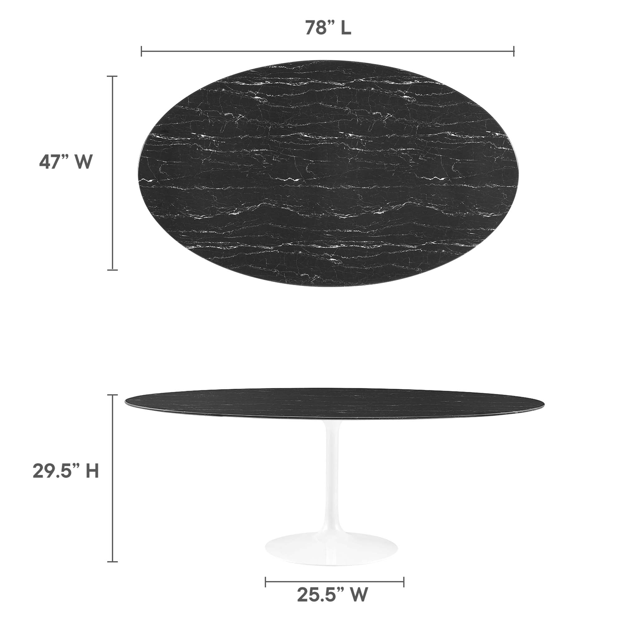 Lippa 78" Oval Faux Marble Dining Table - White Black