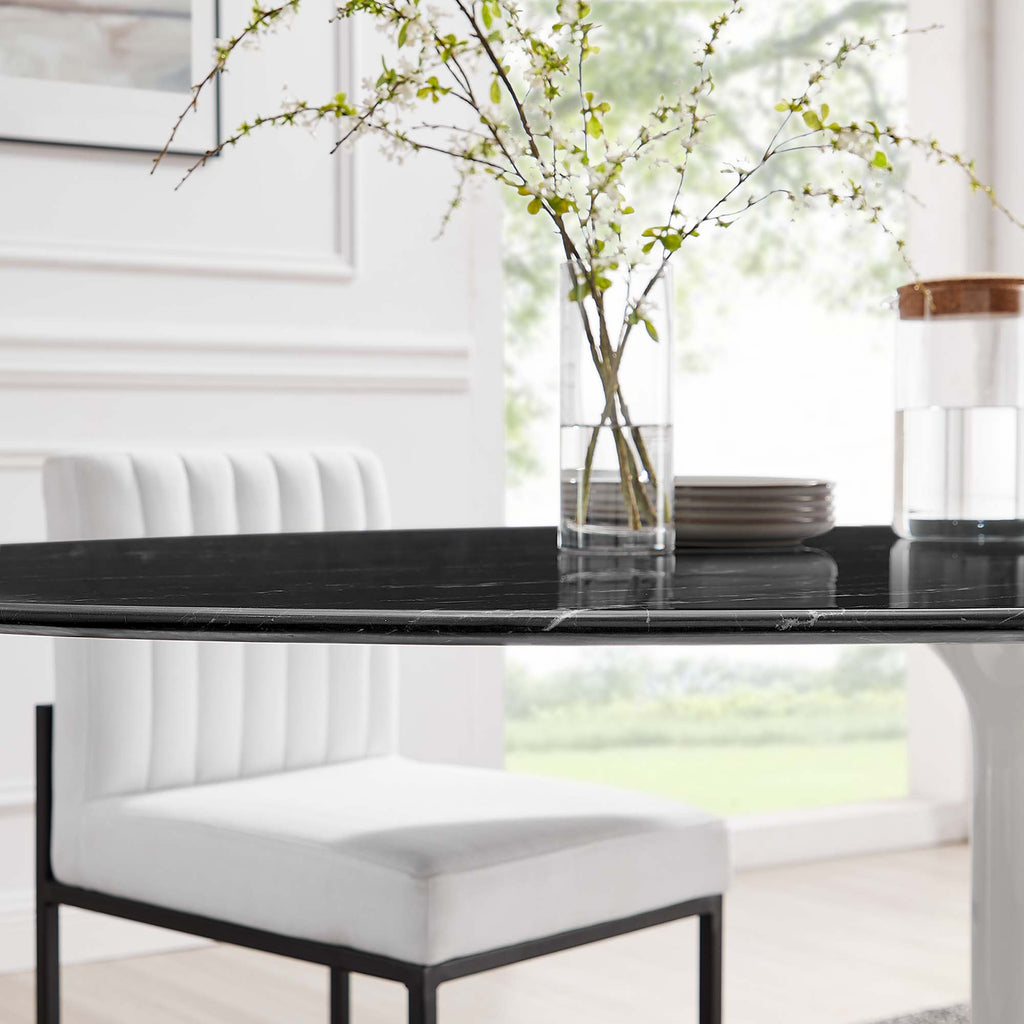 Lippa 78" Oval Faux Marble Dining Table - White Black