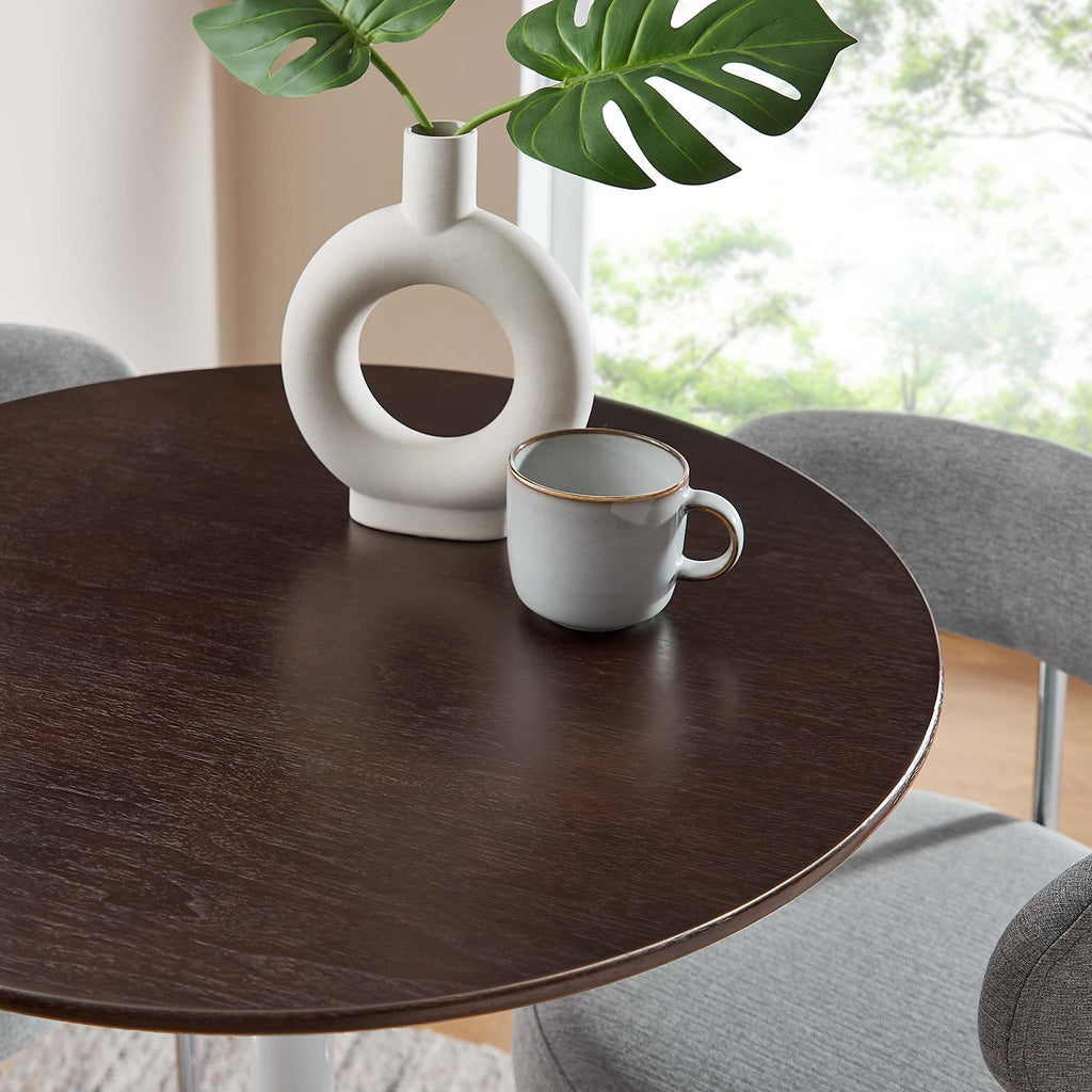 Lippa 28" Round Wood Bar Table - White Cherry Walnut