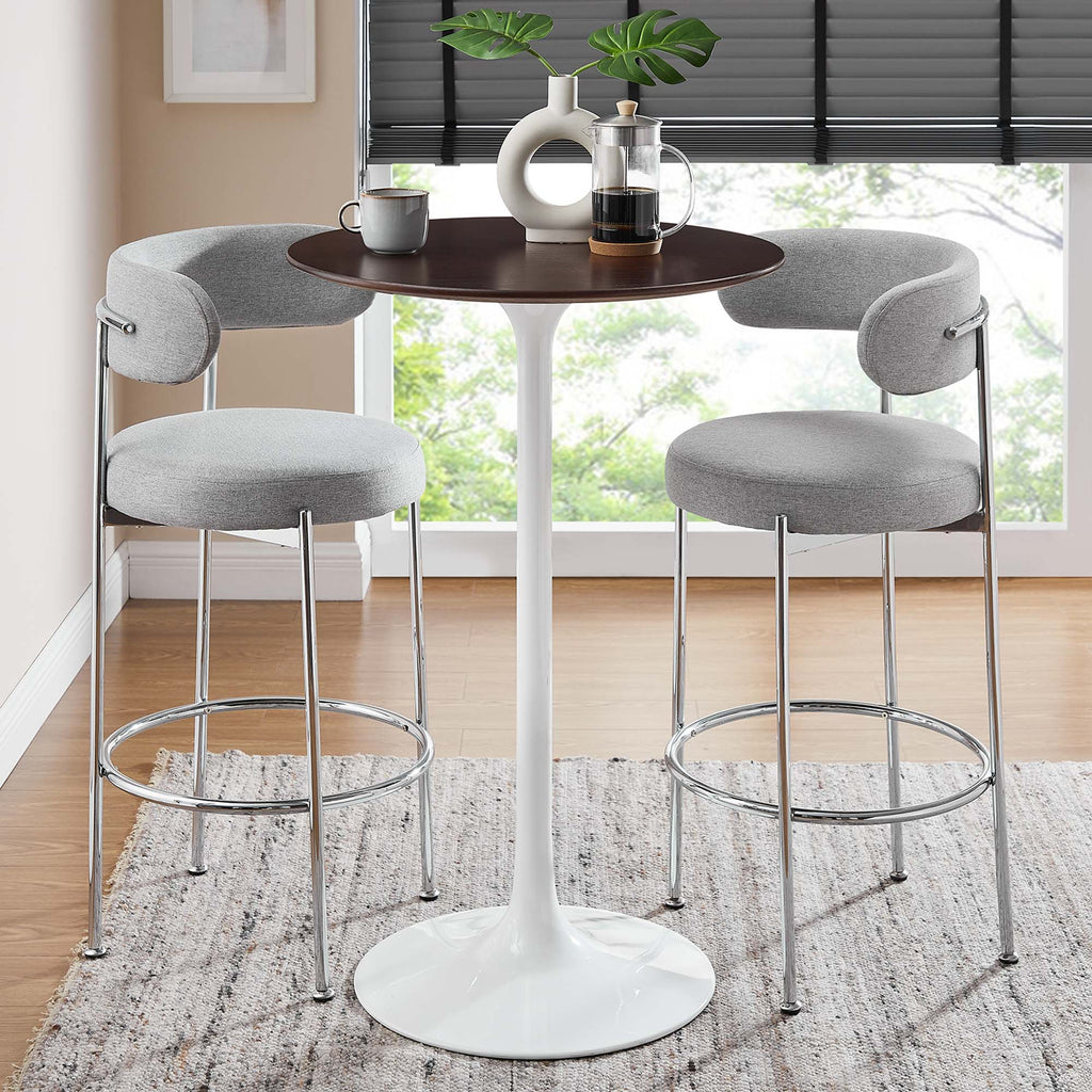 Lippa 28" Round Wood Bar Table - White Cherry Walnut