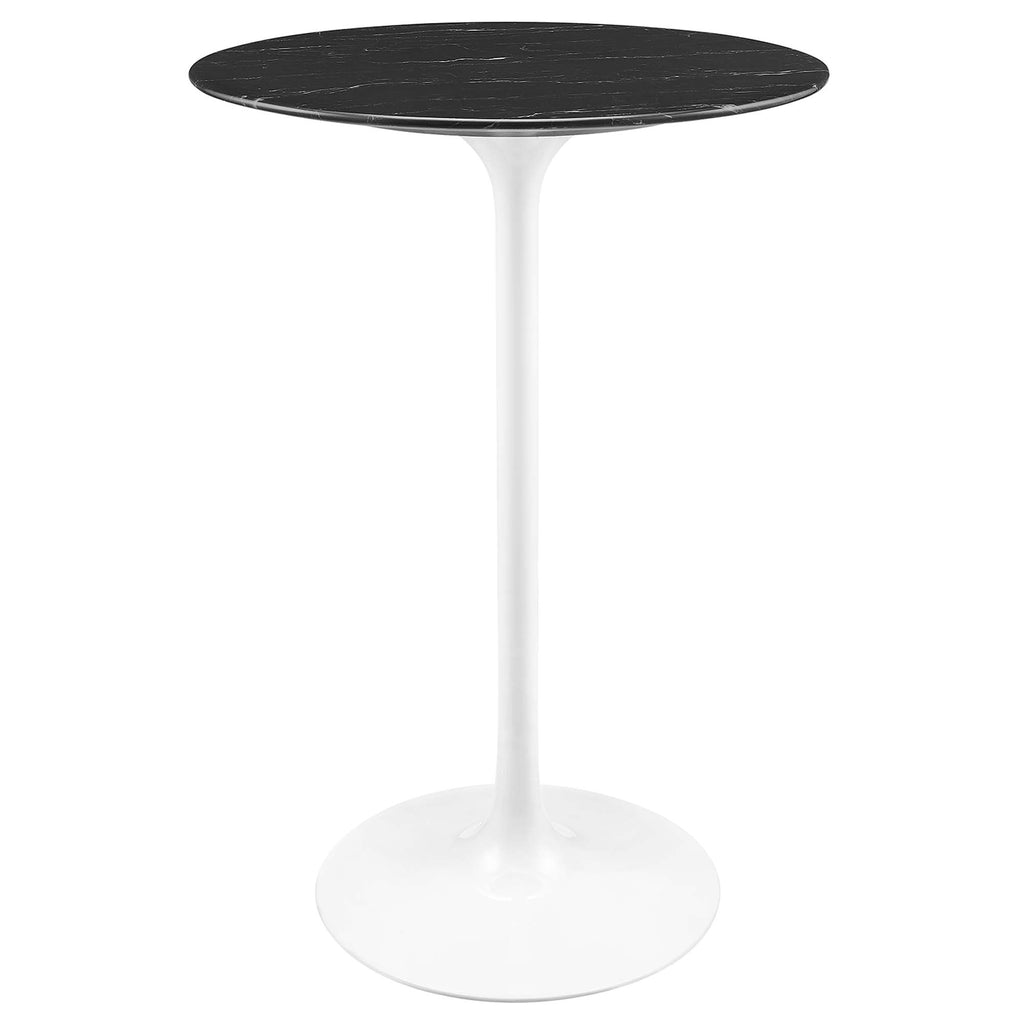 Lippa 28" Round Faux Marble Bar Table - White Black
