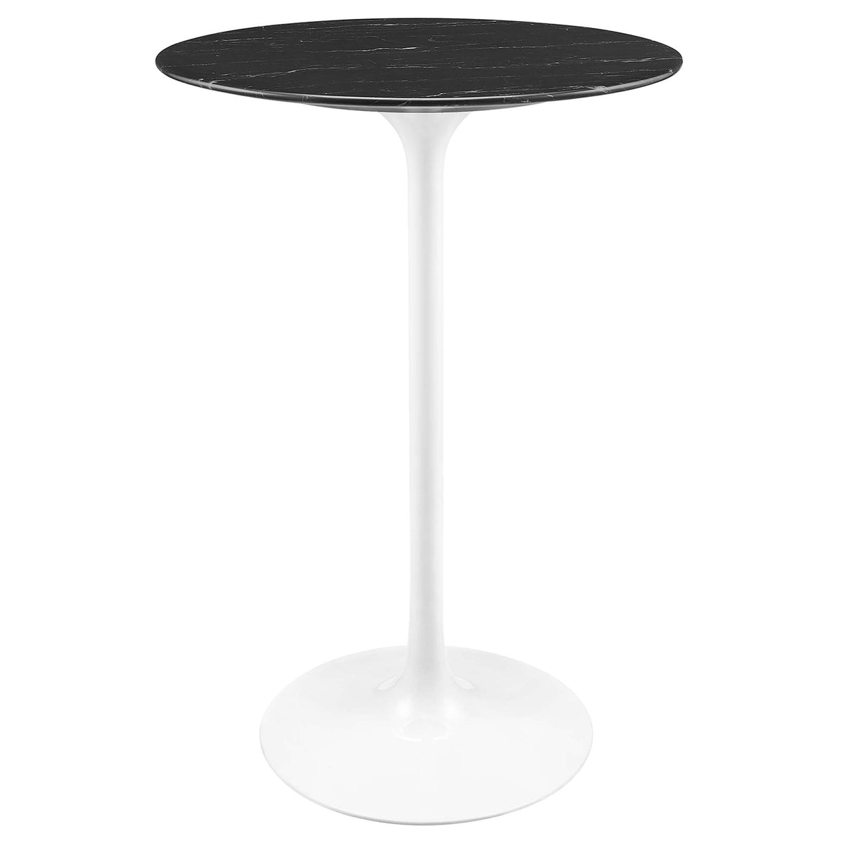 Lippa 28" Round Faux Marble Bar Table - White Black