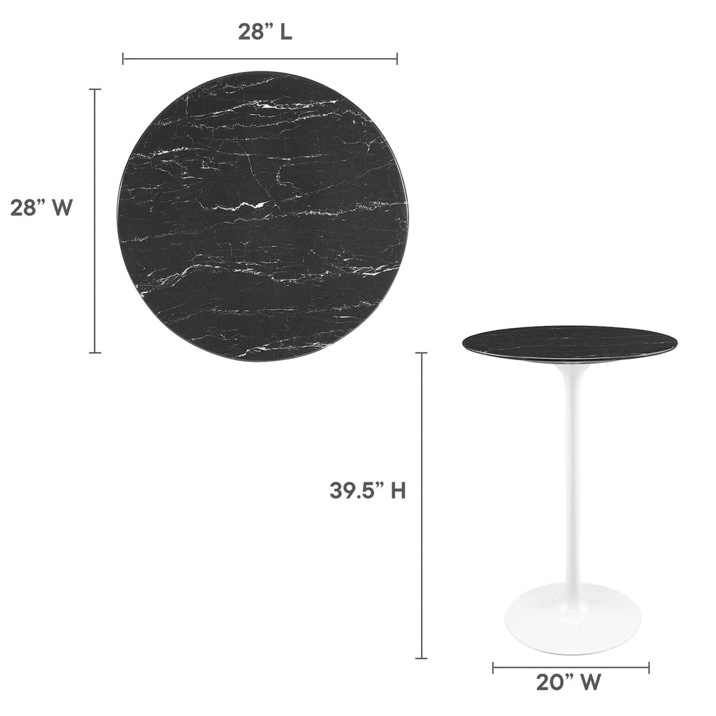 Lippa 28" Round Faux Marble Bar Table - White Black