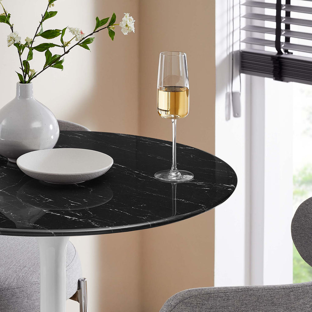 Lippa 28" Round Faux Marble Bar Table - White Black