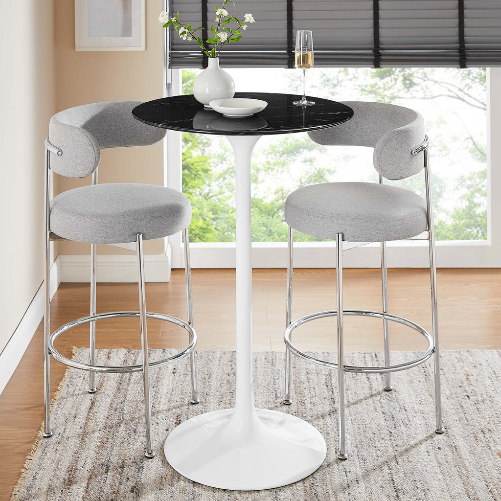 Lippa 28" Round Faux Marble Bar Table - White Black