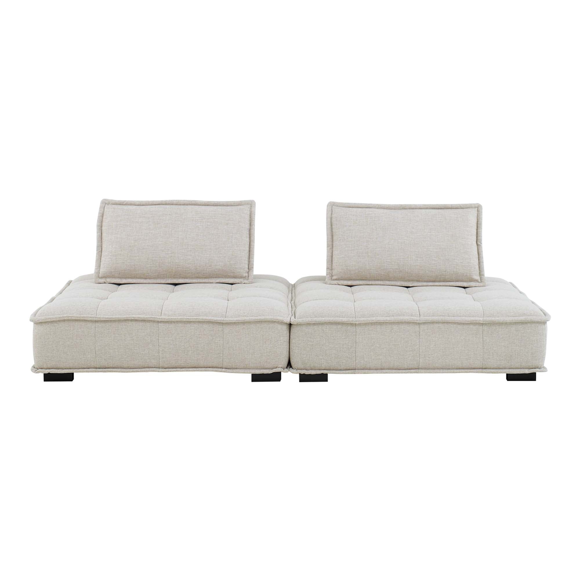Saunter 2-Piece Tufted Fabric Fabric Loveseat - Beige