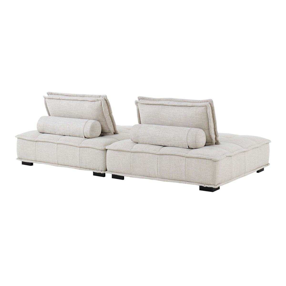 Saunter 2-Piece Tufted Fabric Fabric Loveseat - Beige
