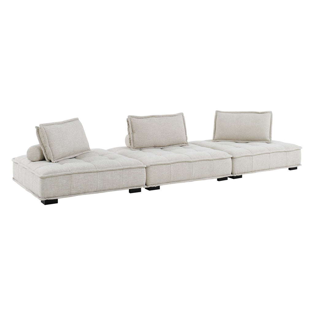 Saunter 3-Piece Tufted Fabric Fabric Sofa - Beige