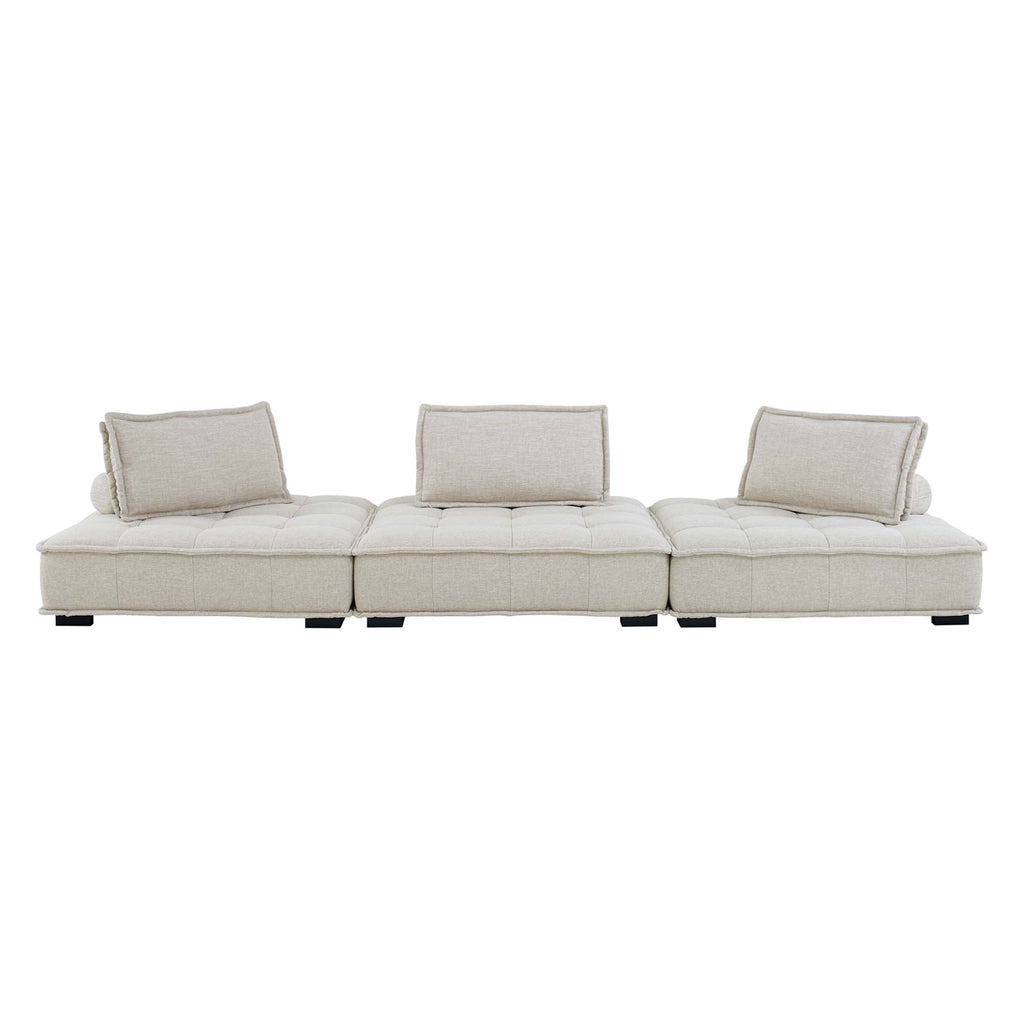 Saunter 3-Piece Tufted Fabric Fabric Sofa - Beige