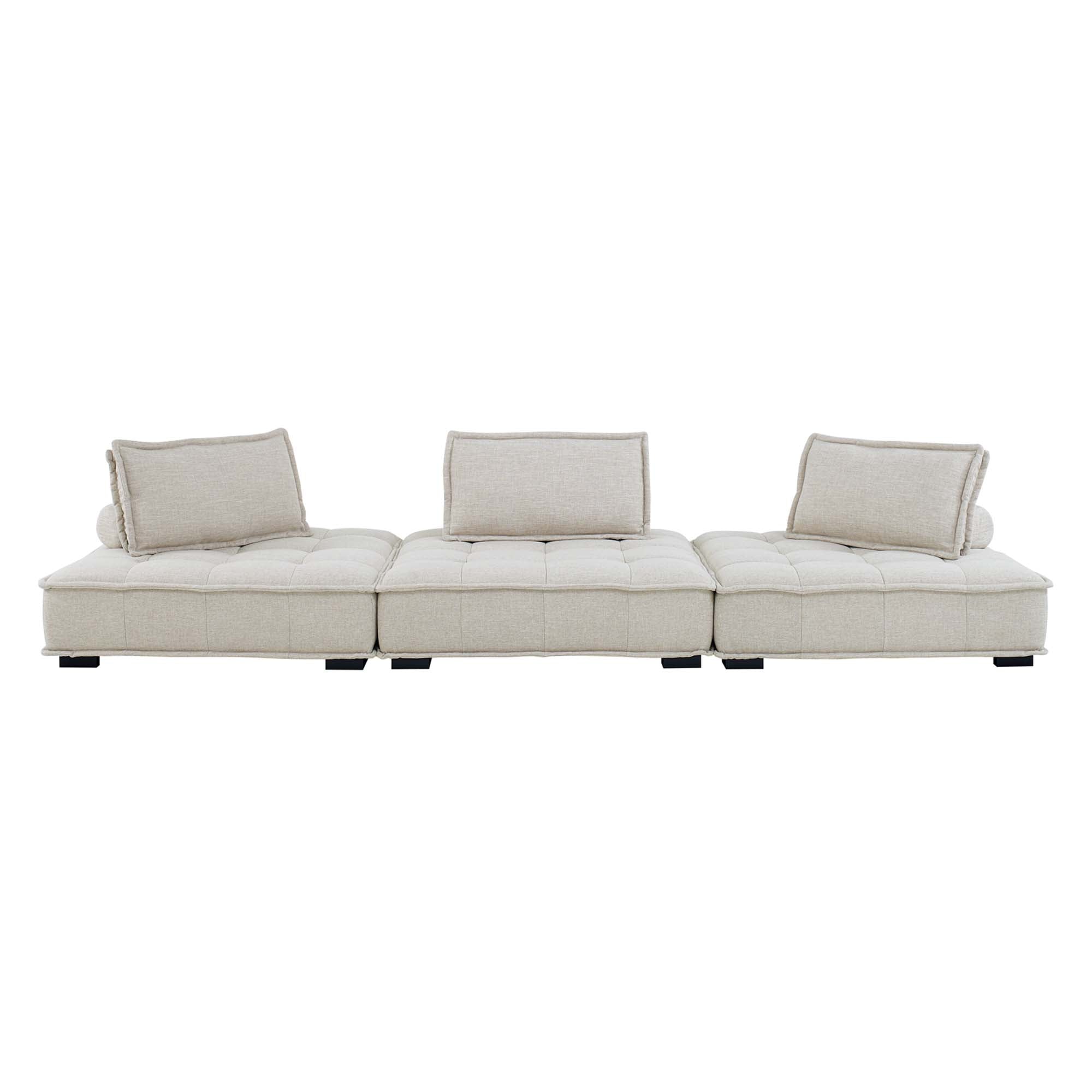 Saunter 3-Piece Tufted Fabric Fabric Sofa - Beige