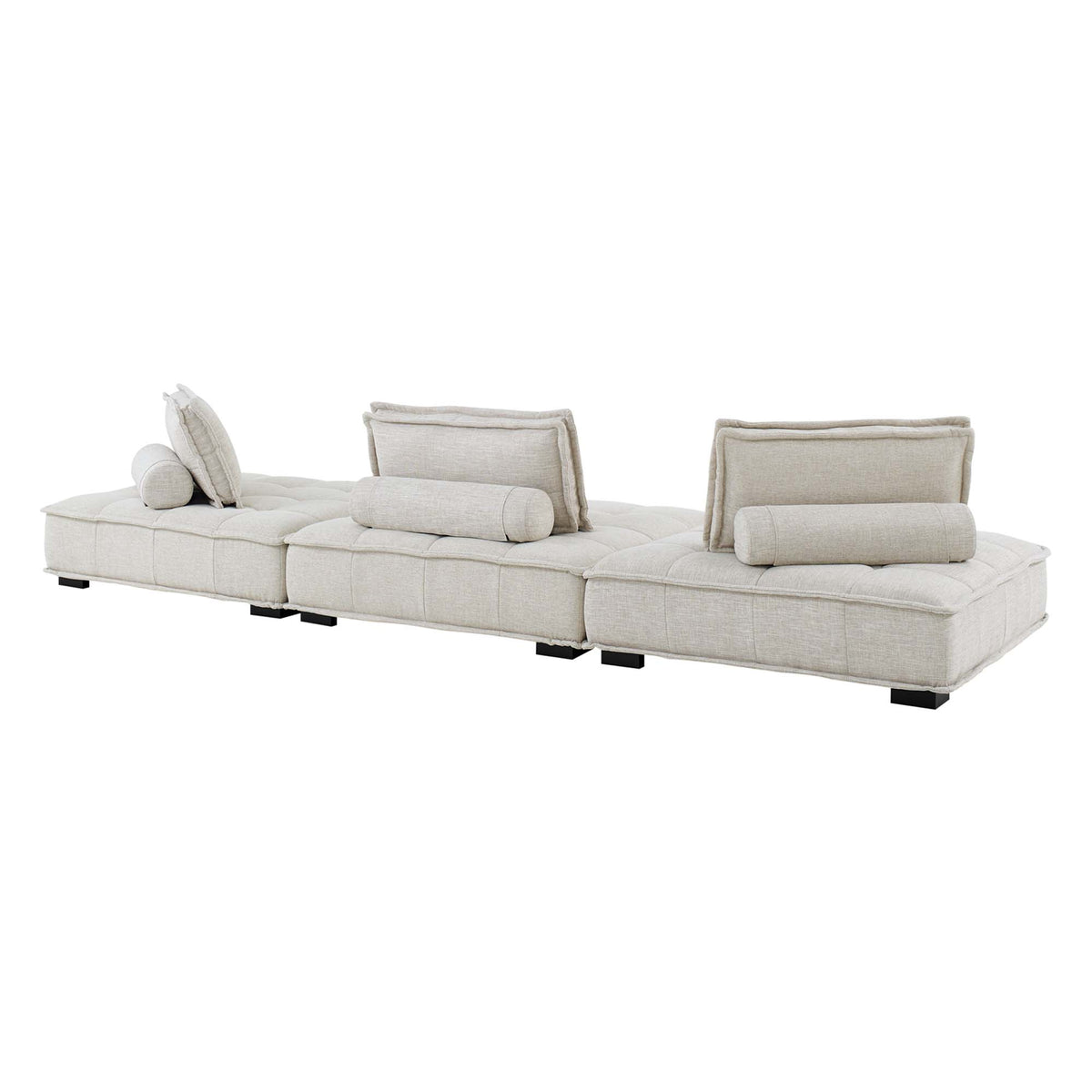 Saunter 3-Piece Tufted Fabric Fabric Sofa - Beige