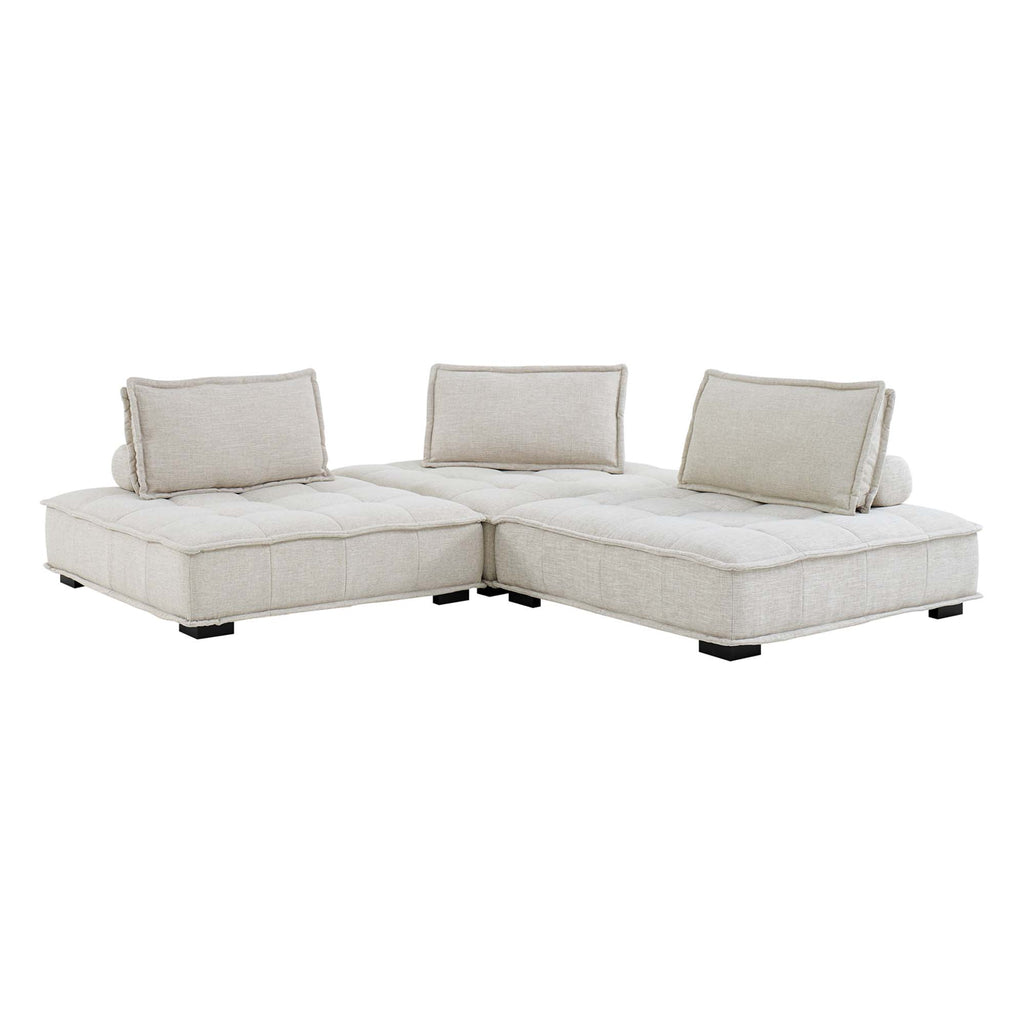 Saunter 3-Piece Tufted Fabric Fabric Sofa - Beige