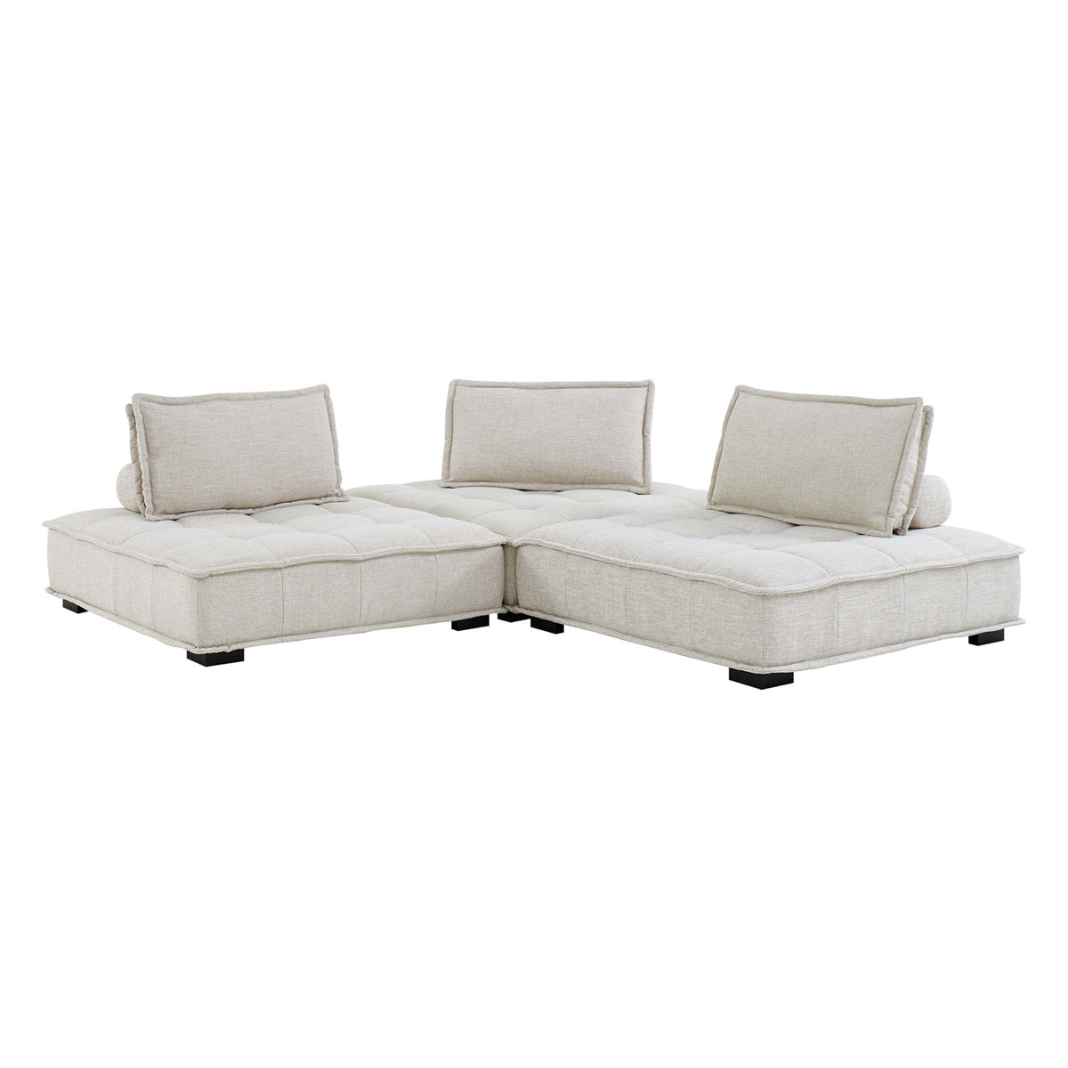 Saunter 3-Piece Tufted Fabric Fabric Sofa - Beige