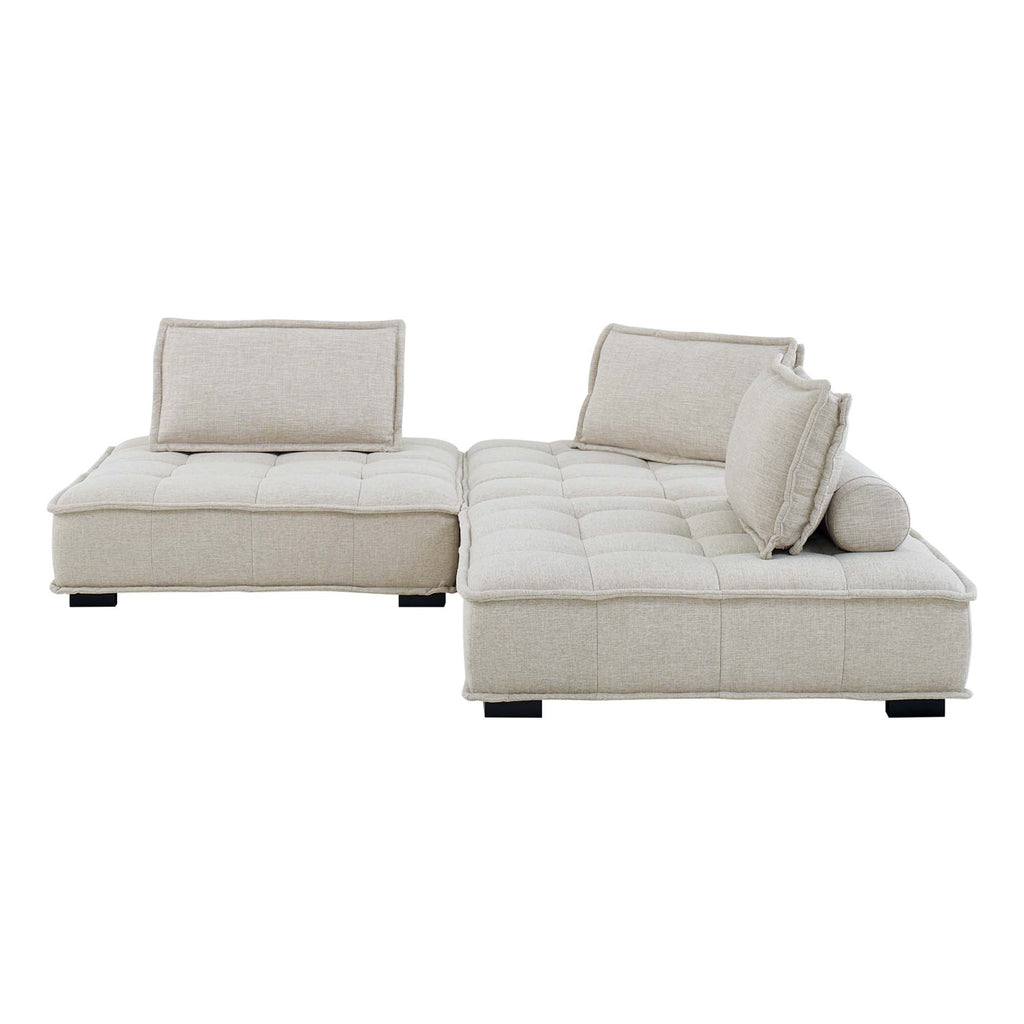 Saunter 3-Piece Tufted Fabric Fabric Sofa - Beige