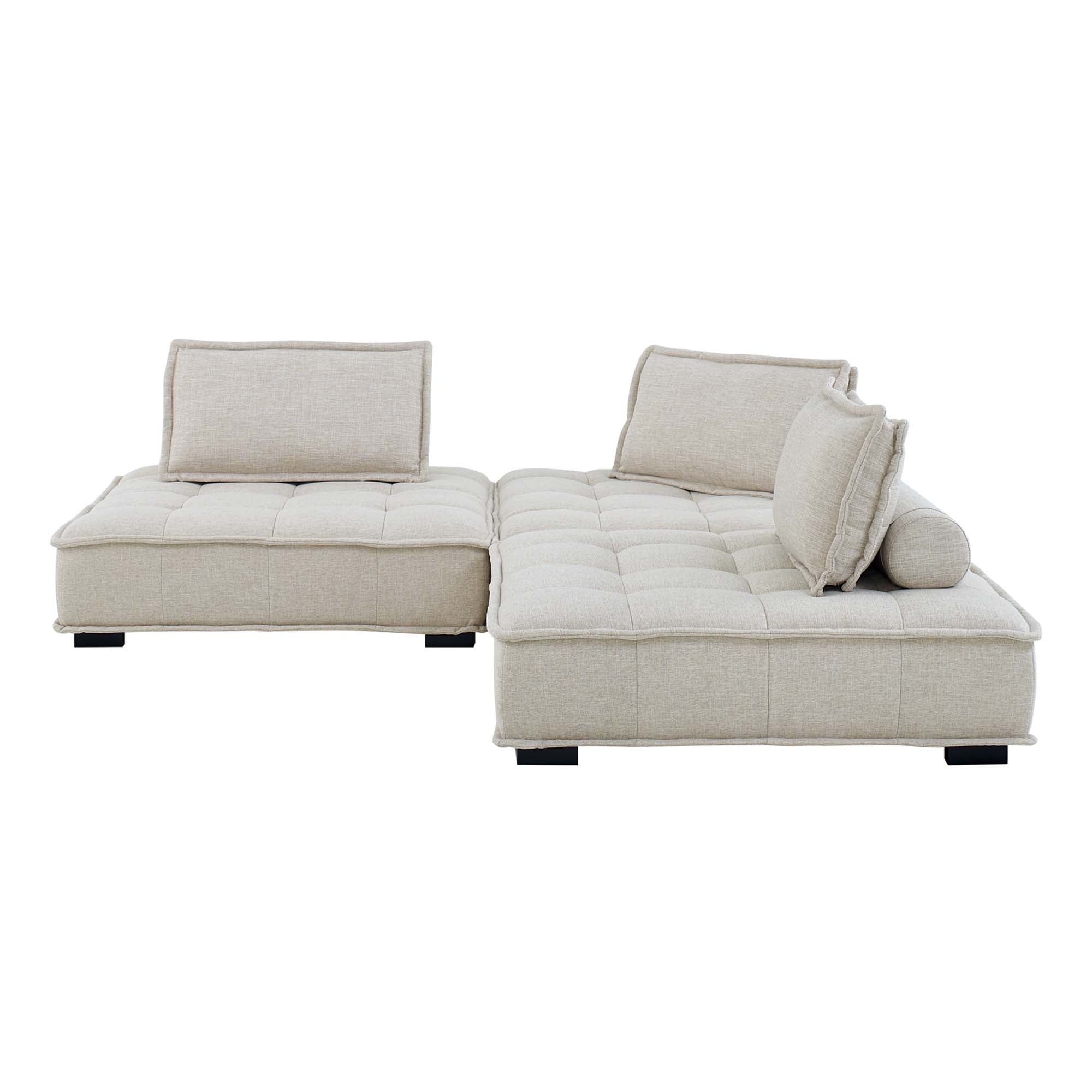 Saunter 3-Piece Tufted Fabric Fabric Sofa - Beige