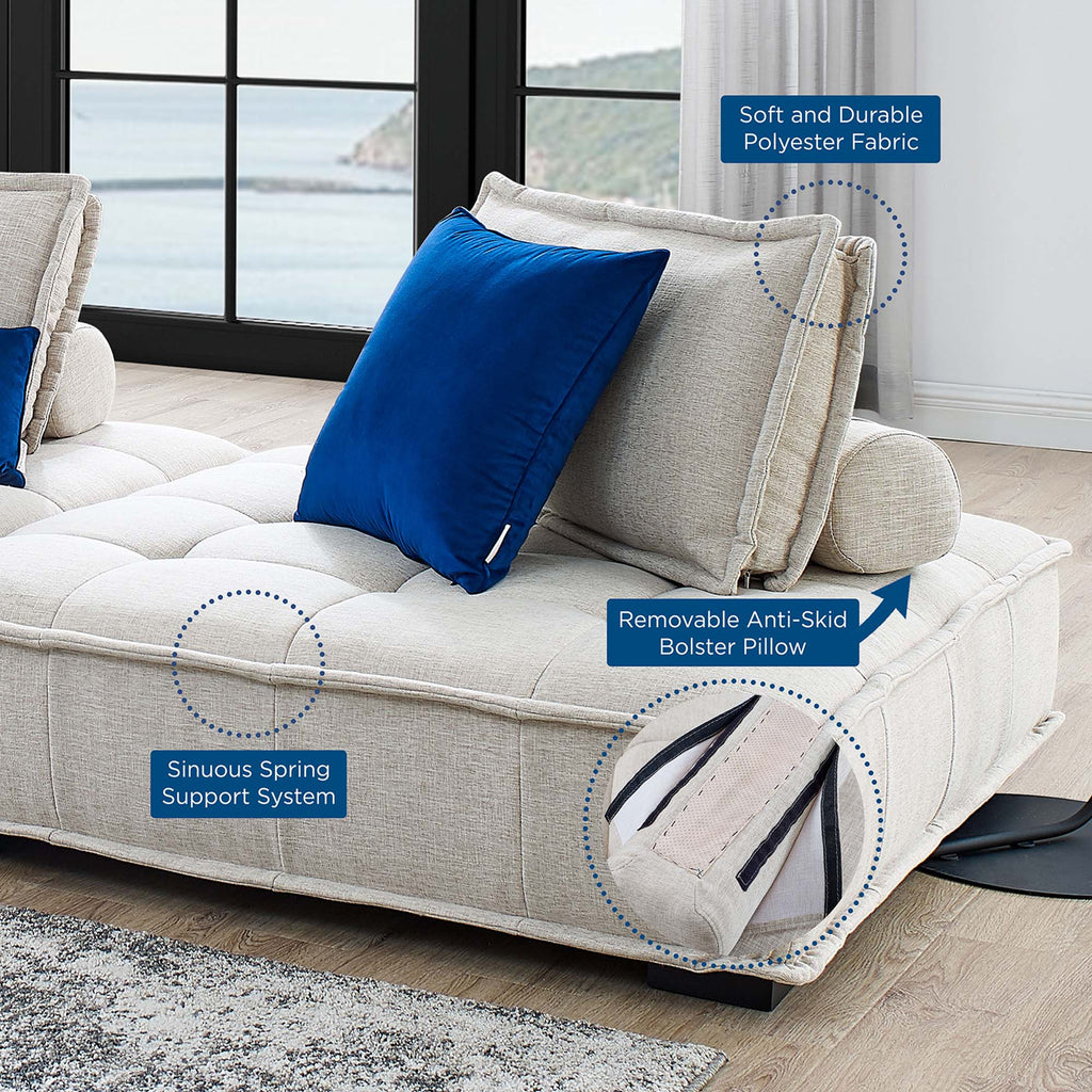 Saunter 3-Piece Tufted Fabric Fabric Sofa - Beige