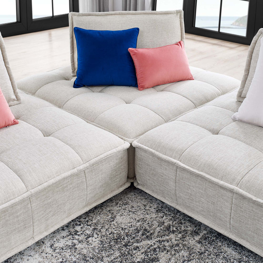 Saunter 3-Piece Tufted Fabric Fabric Sofa - Beige
