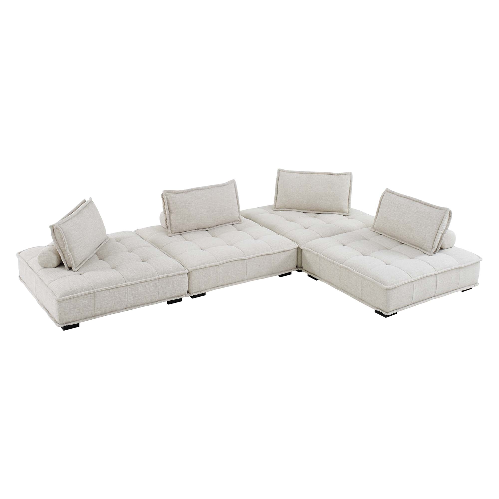 Saunter 4-Piece Tufted Fabric Fabric Sectional Sofa - Beige