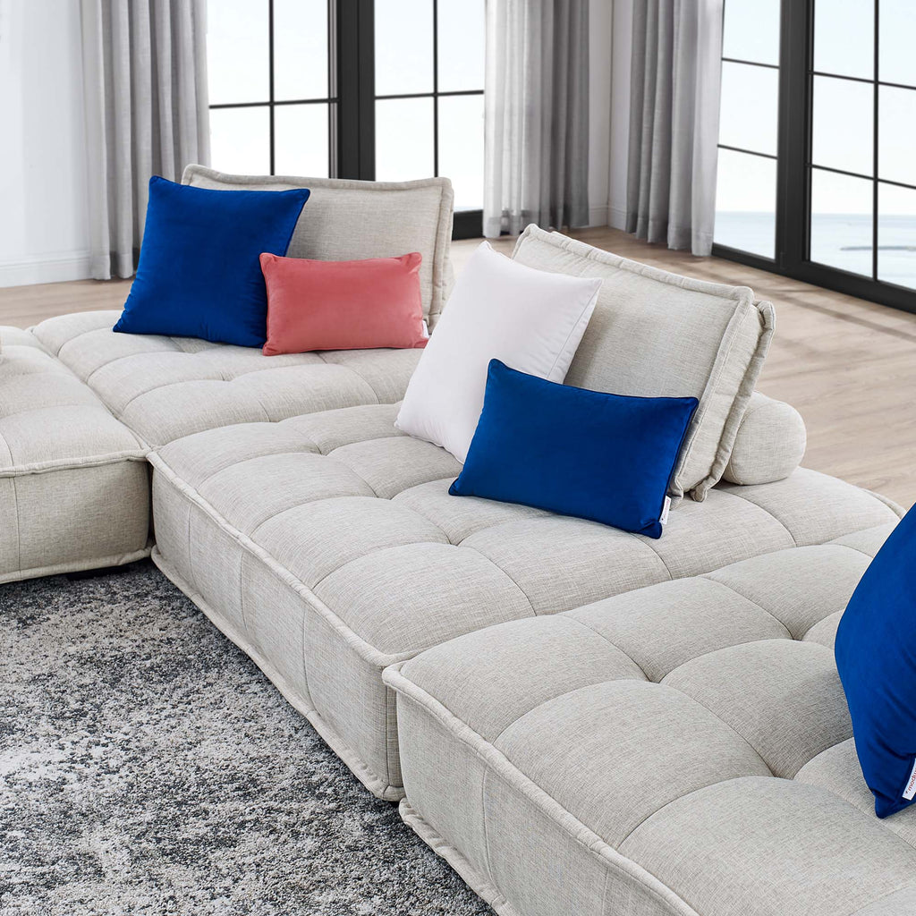 Saunter 4-Piece Tufted Fabric Fabric Sectional Sofa - Beige