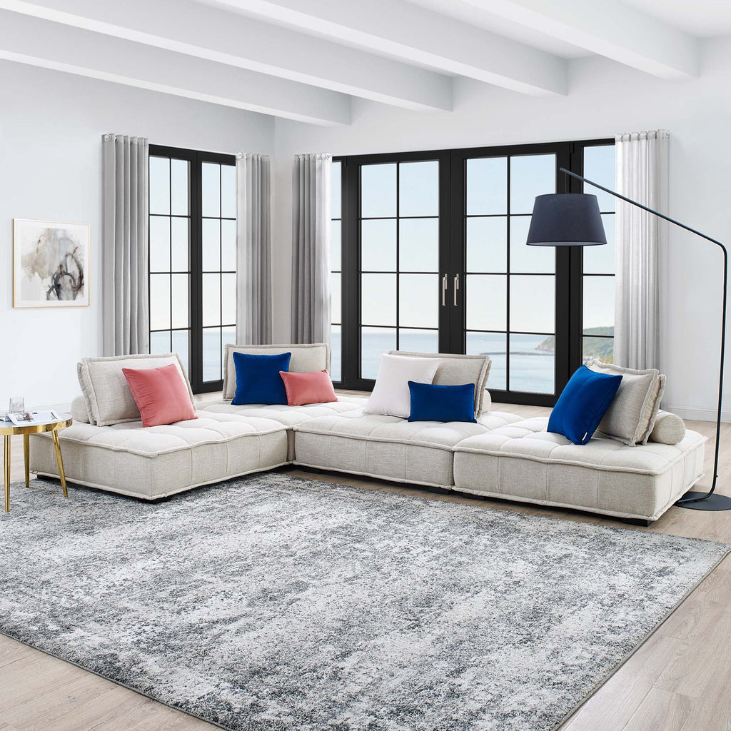 Saunter 4-Piece Tufted Fabric Fabric Sectional Sofa - Beige