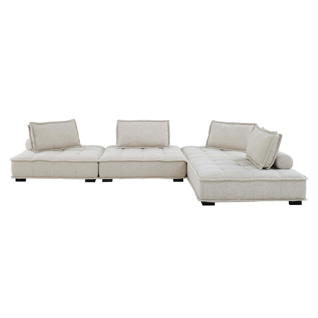 Saunter 4-Piece Tufted Fabric Fabric Sectional Sofa - Beige
