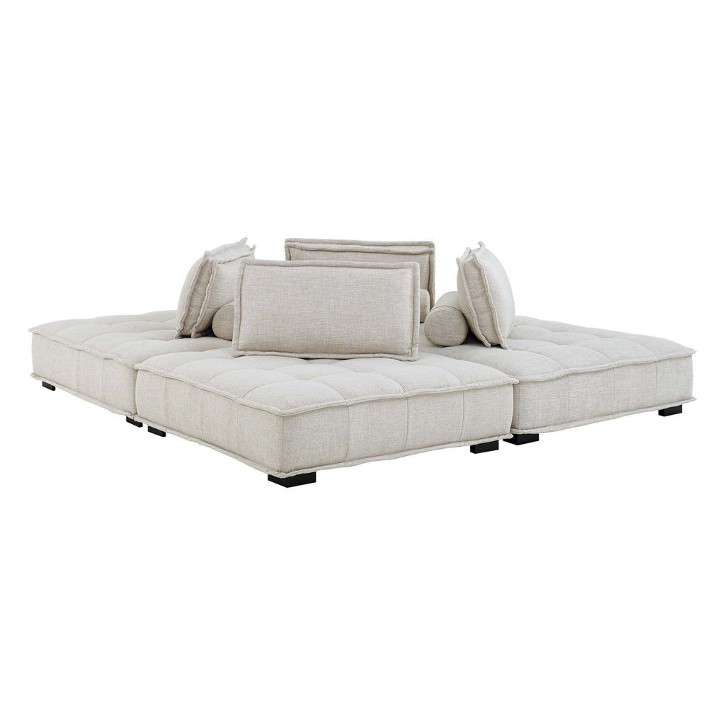 Saunter 4-Piece Tufted Fabric Fabric Sectional Sofa - Beige