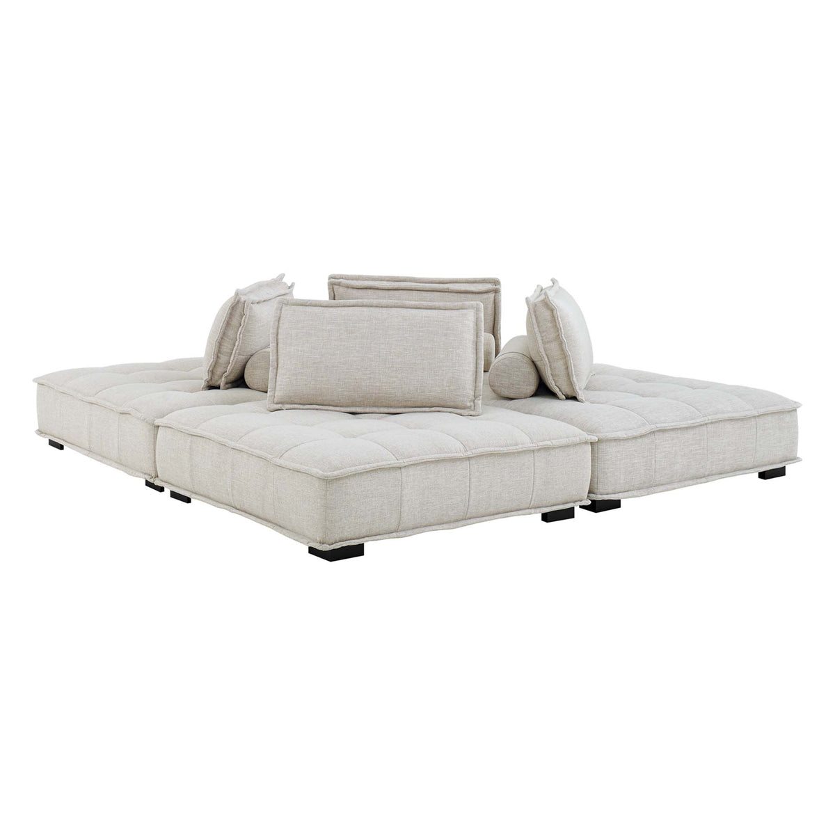 Saunter 4-Piece Tufted Fabric Fabric Sectional Sofa - Beige