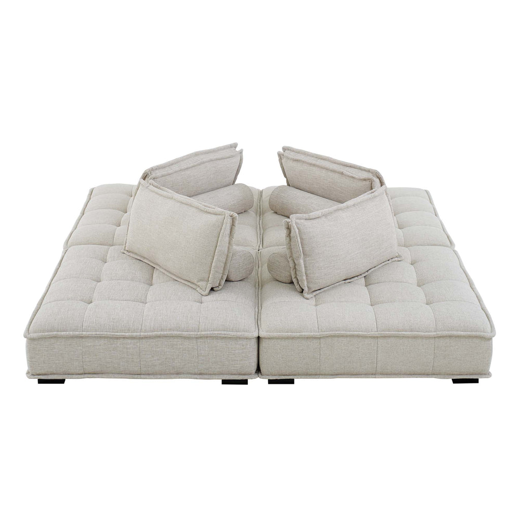 Saunter 4-Piece Tufted Fabric Fabric Sectional Sofa - Beige