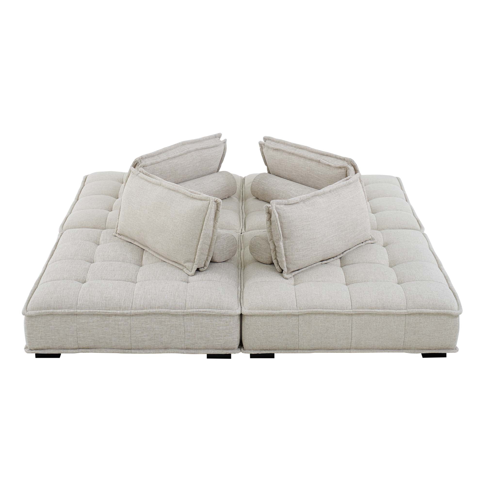 Saunter 4-Piece Tufted Fabric Fabric Sectional Sofa - Beige
