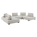 Saunter 5-Piece Tufted Fabric Fabric Sectional Sofa - Beige
