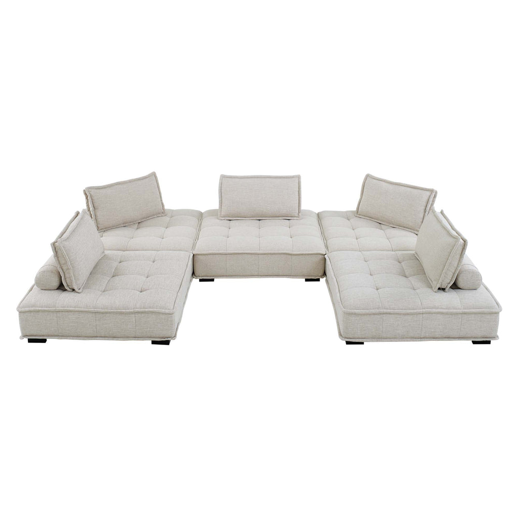 Saunter 5-Piece Tufted Fabric Fabric Sectional Sofa - Beige