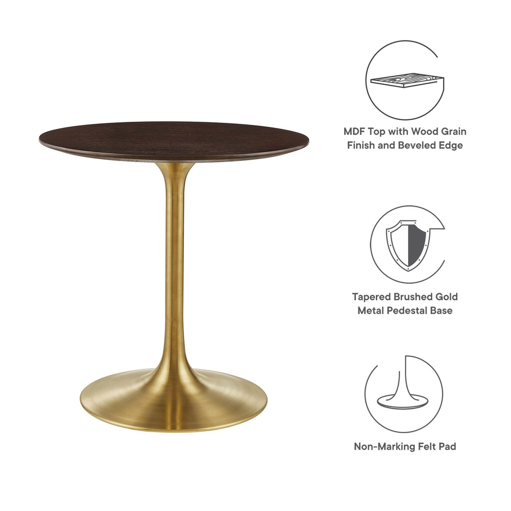 Lippa 28" Round Wood Dining Table - Gold Cherry Walnut