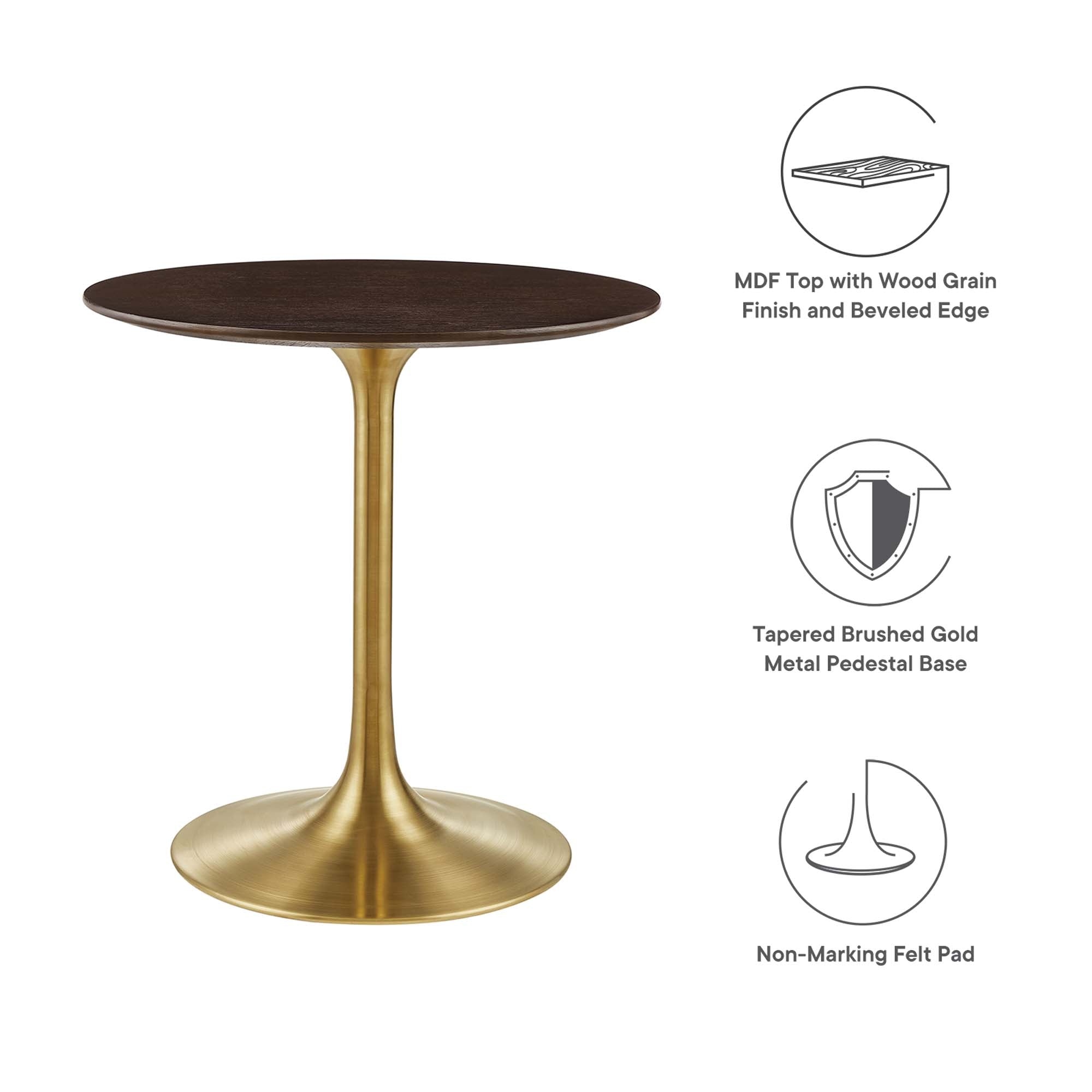 Lippa 28" Round Wood Dining Table - Gold Cherry Walnut