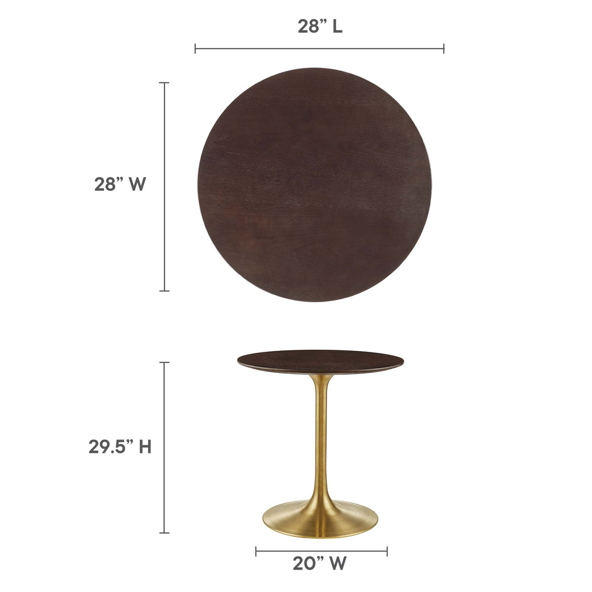 Lippa 28" Round Wood Dining Table - Gold Cherry Walnut