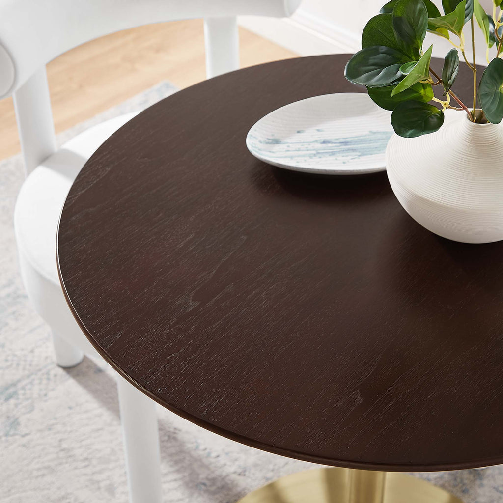 Lippa 28" Round Wood Dining Table - Gold Cherry Walnut