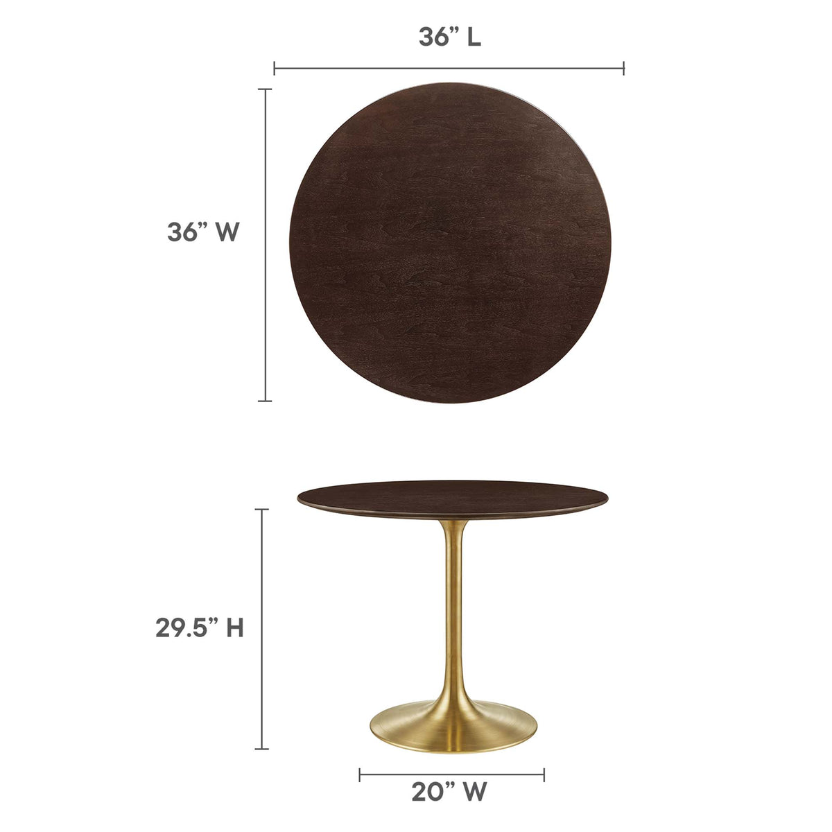 Lippa 36" Round Wood Dining Table - Gold Cherry Walnut