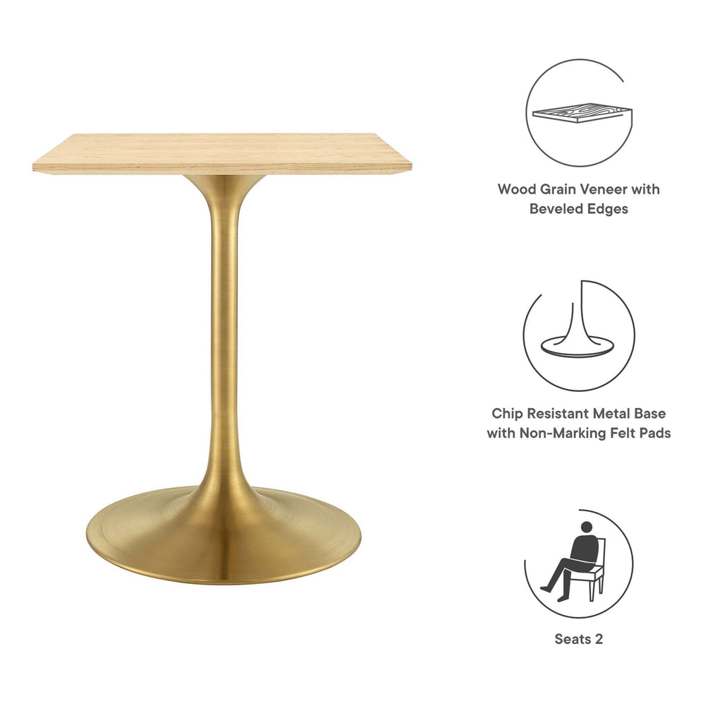 Lippa 24" Square Wood Dining Table - Gold Natural