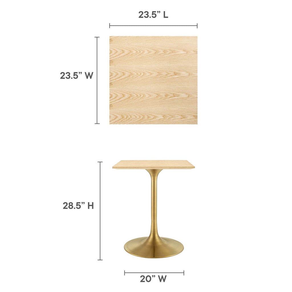 Lippa 24" Square Wood Dining Table - Gold Natural