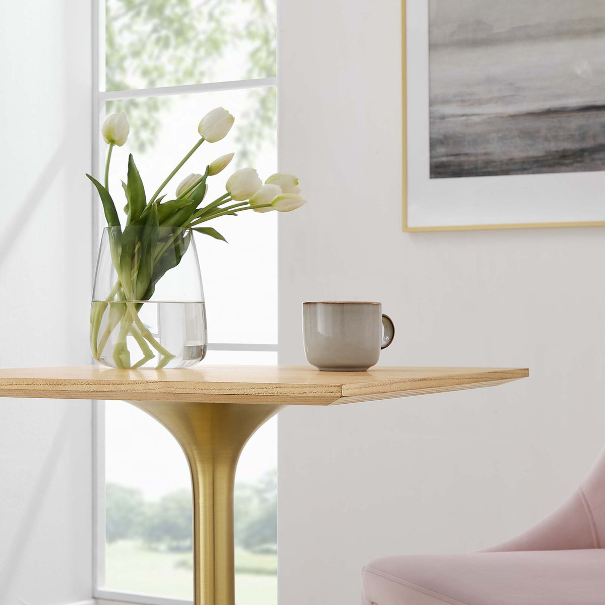 Lippa 24" Square Wood Dining Table - Gold Natural