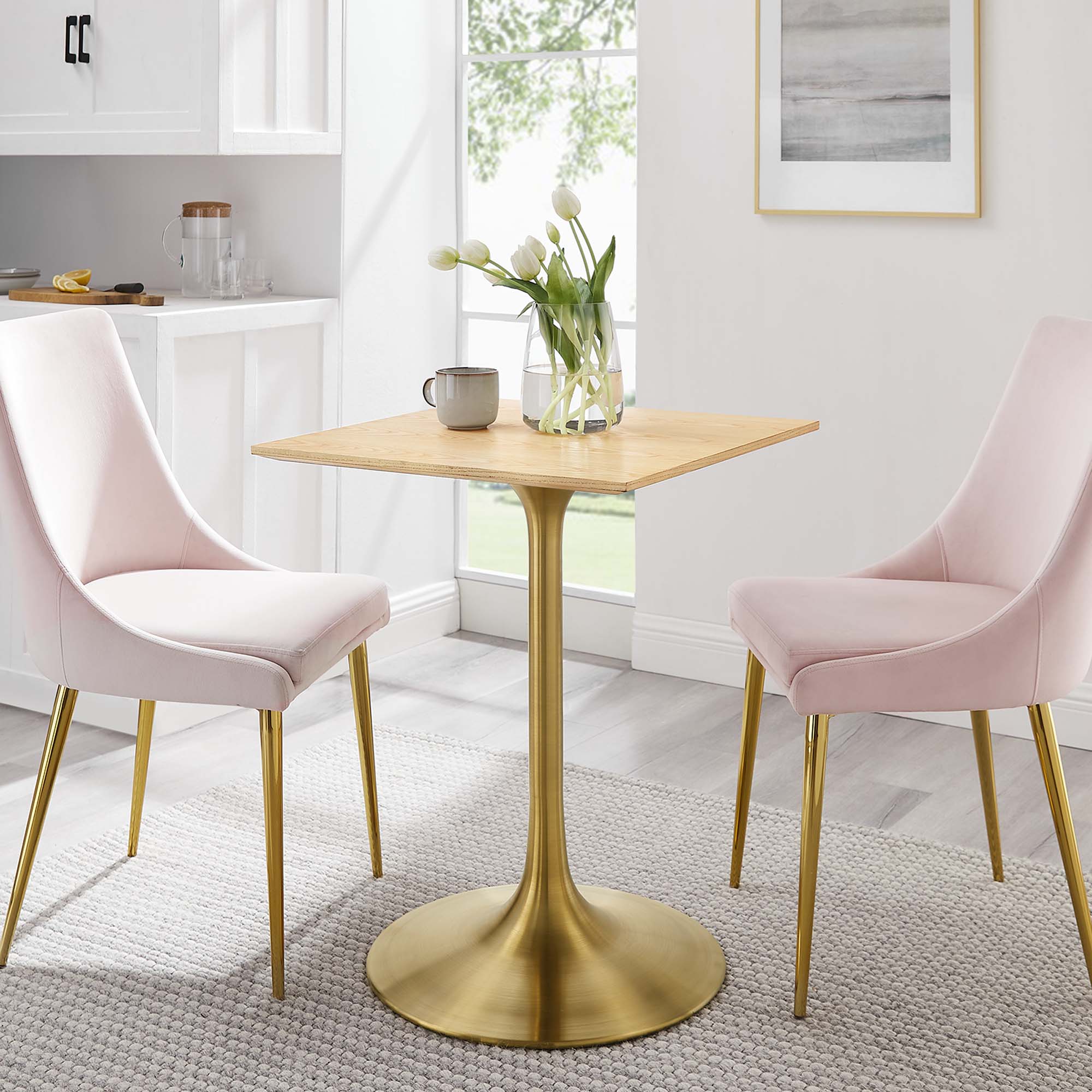 Lippa 24" Square Wood Dining Table - Gold Natural