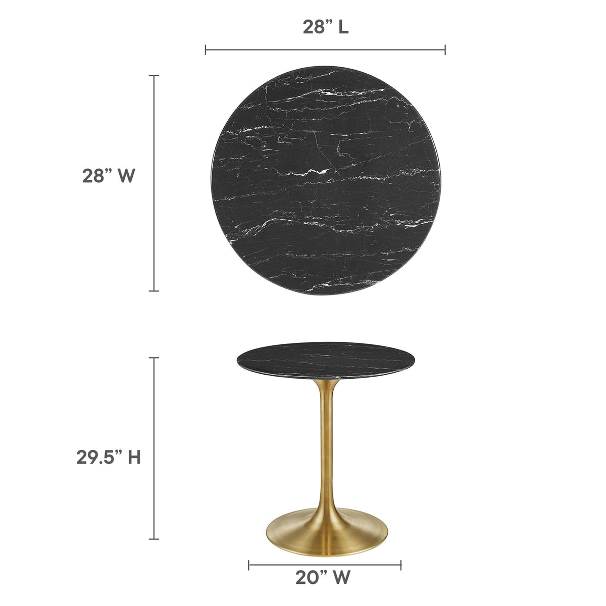 Lippa 28" Round Faux Marble Dining Table - Gold Black