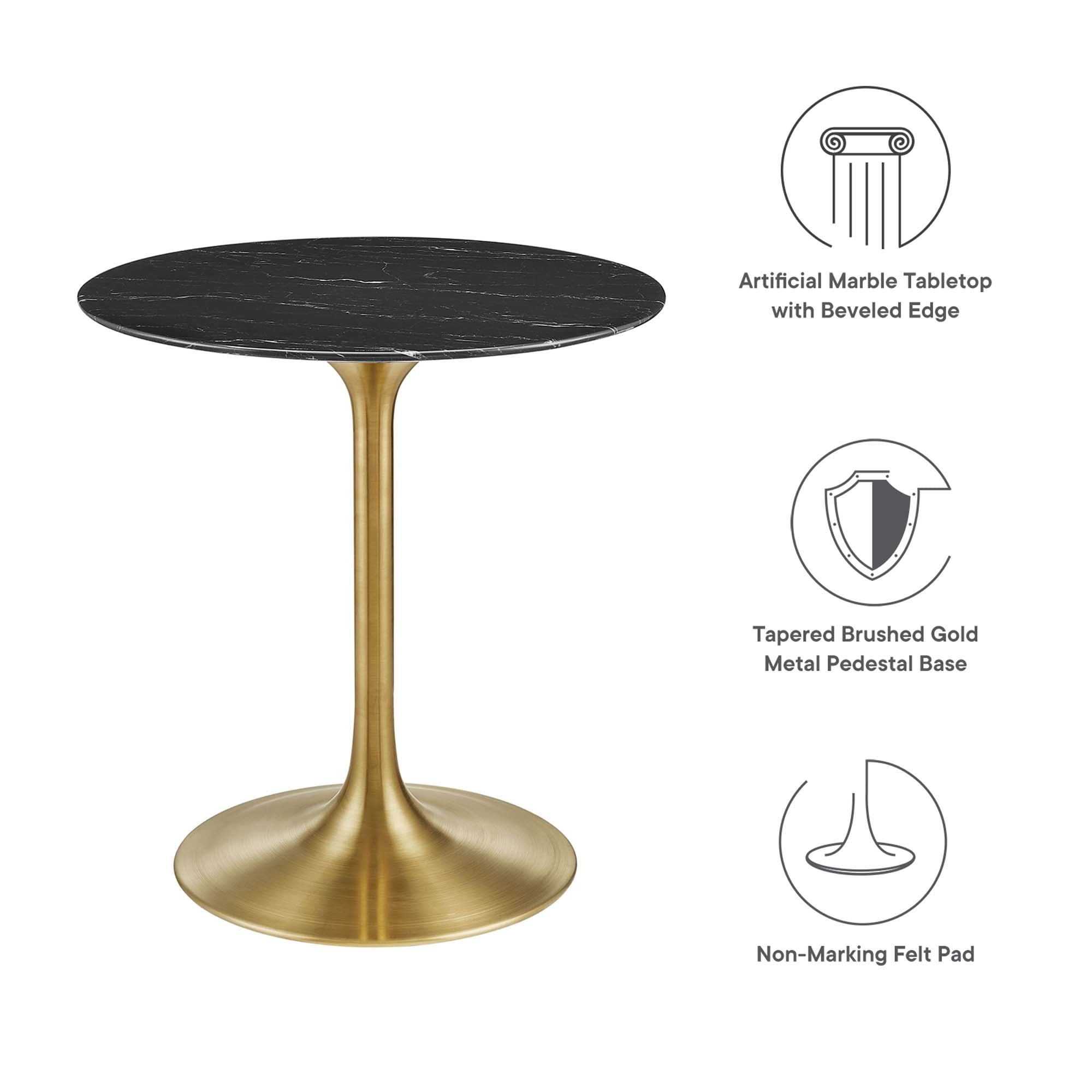 Lippa 28" Round Faux Marble Dining Table - Gold Black