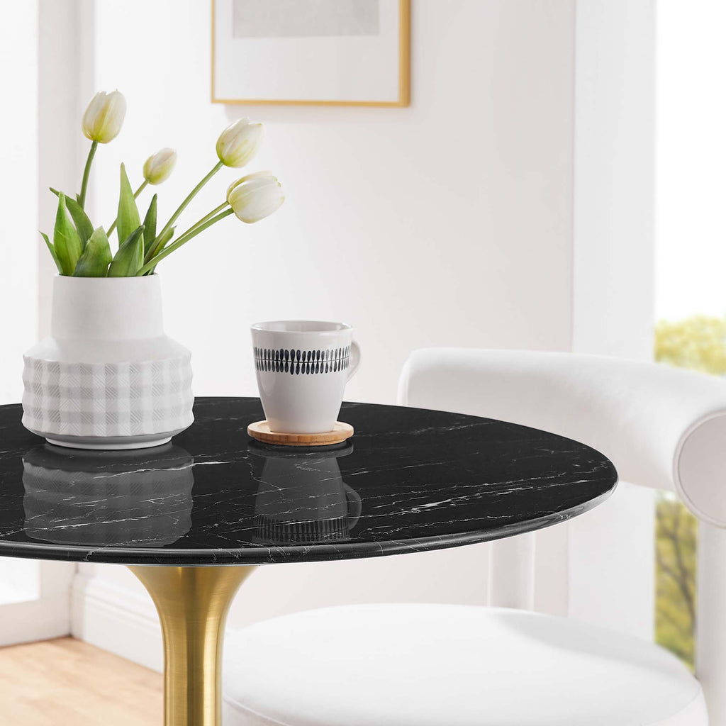 Lippa 28" Round Faux Marble Dining Table - Gold Black