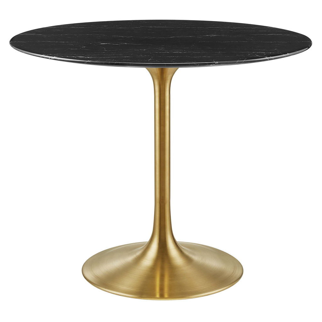Lippa 36" Round Faux Marble Dining Table - Gold Black