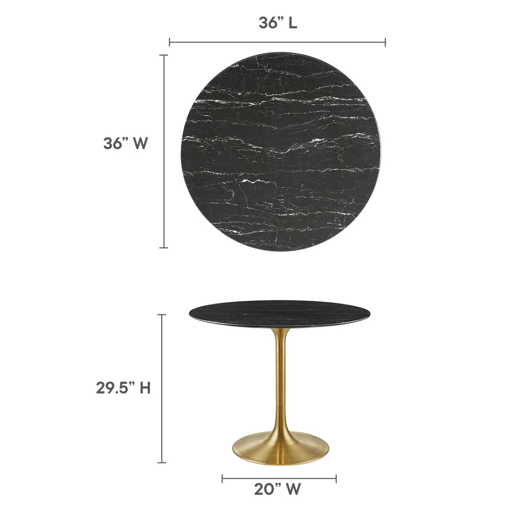 Lippa 36" Round Faux Marble Dining Table - Gold Black