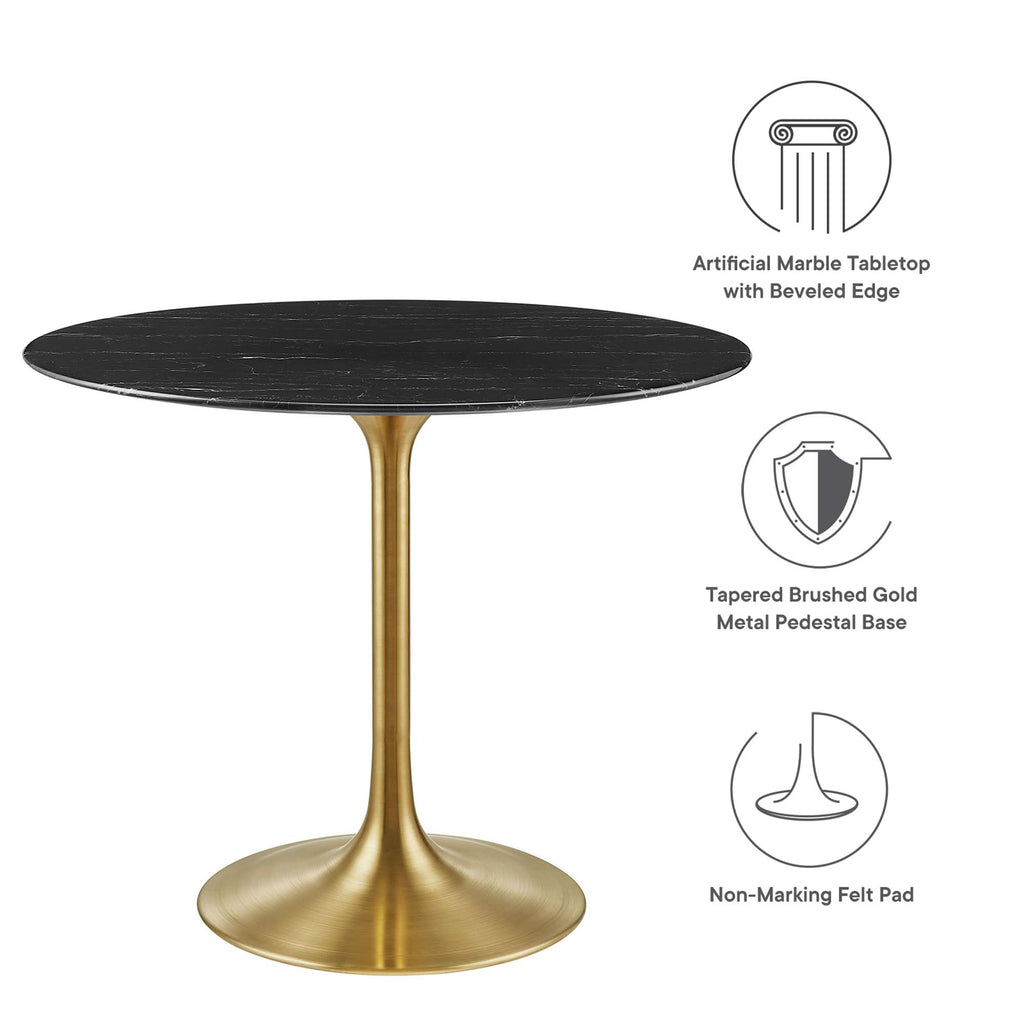 Lippa 36" Round Faux Marble Dining Table - Gold Black