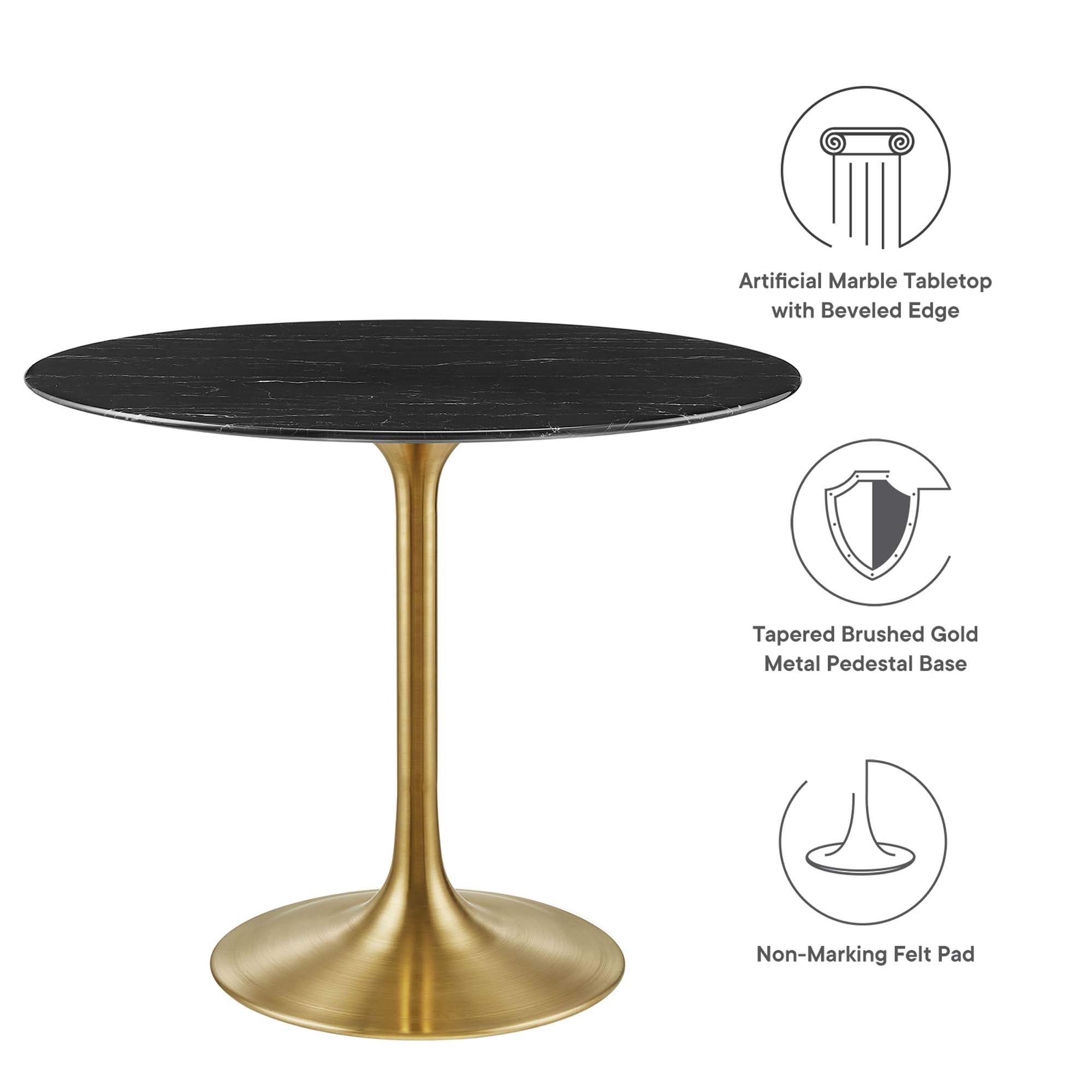 Lippa 36" Round Faux Marble Dining Table - Gold Black