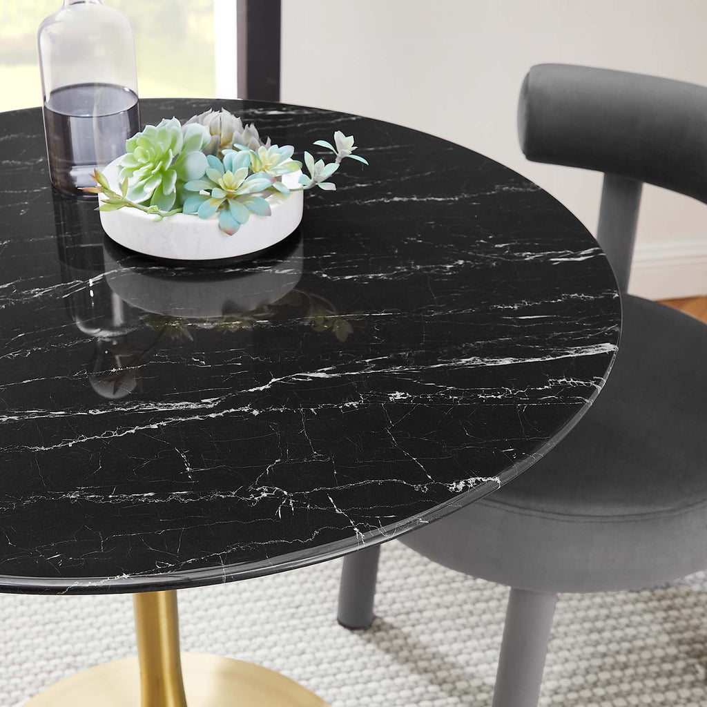 Lippa 36" Round Faux Marble Dining Table - Gold Black