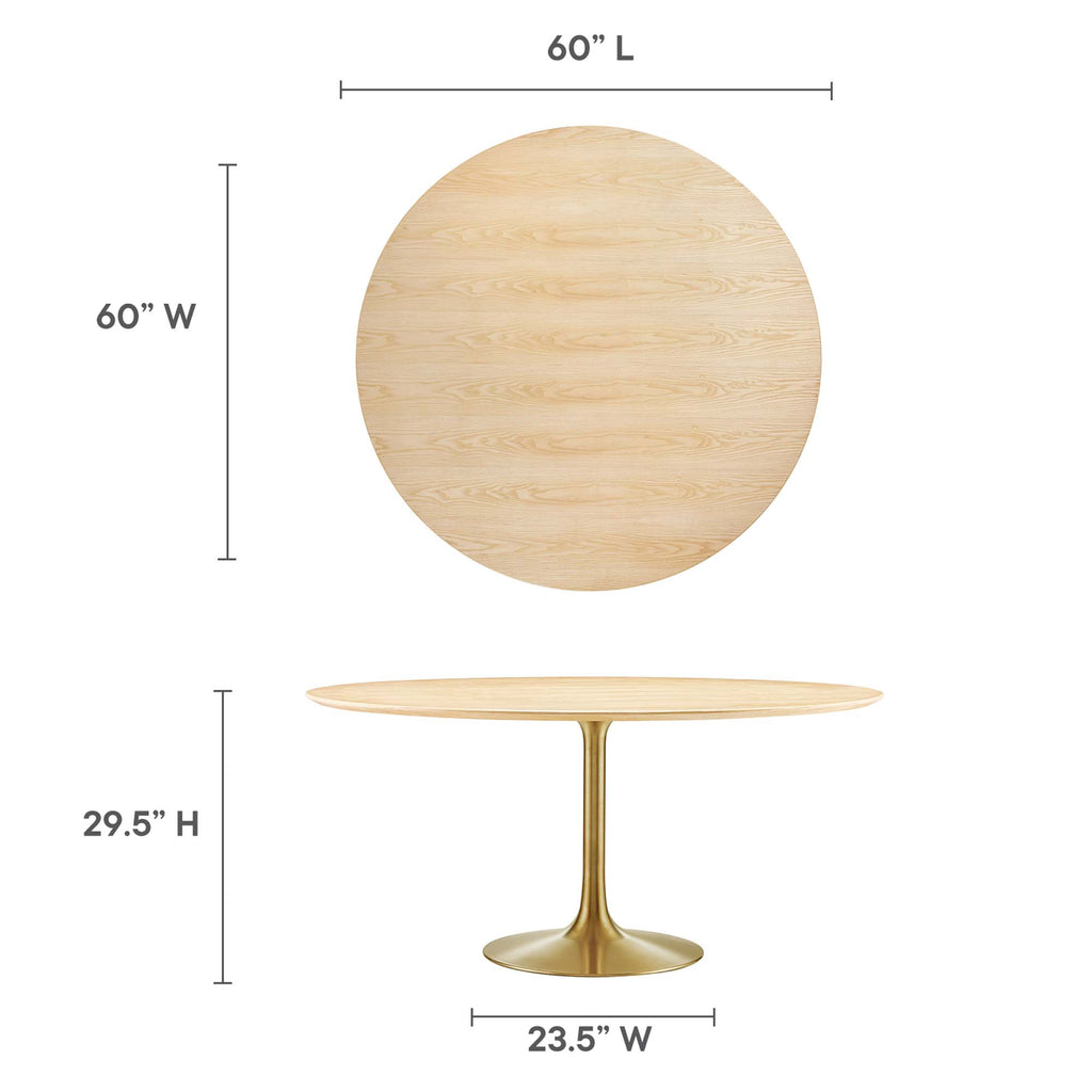 Lippa 60" Round Wood Dining Table - Gold Natural