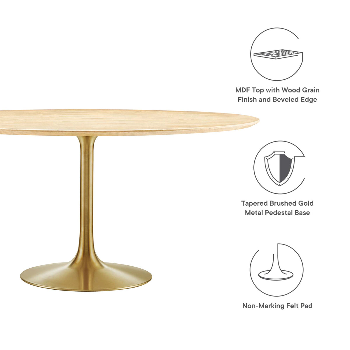 Lippa 60" Round Wood Dining Table - Gold Natural